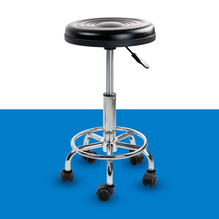 Mount It Height Adjustable Stool w Wheels Backless Rolling Doctor Stools Hydraulic Swivel Chair